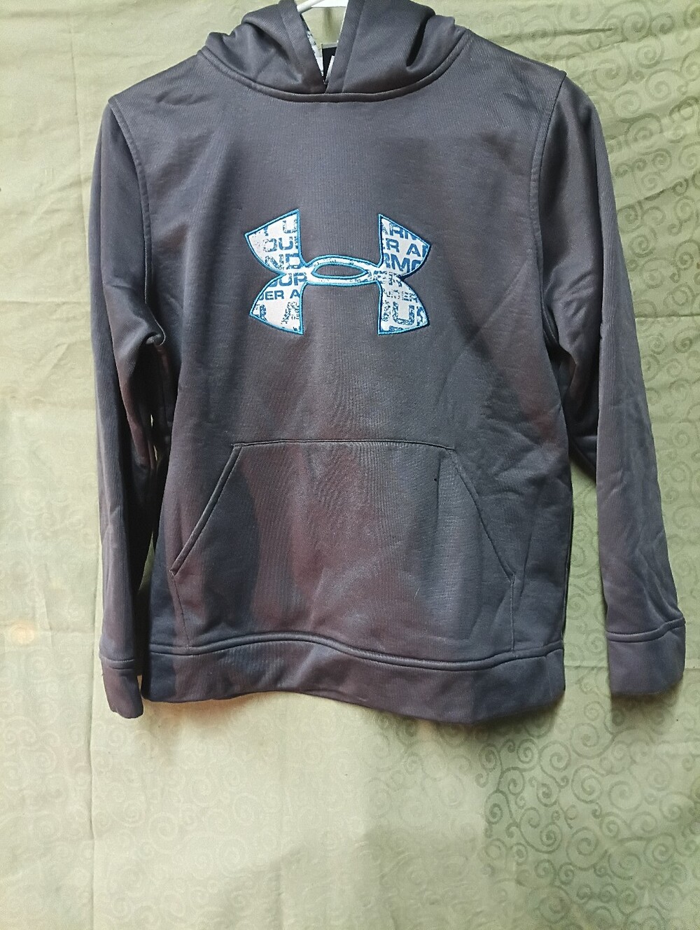 Under Armour Youth Charcoal Hoodie with Blue Logo